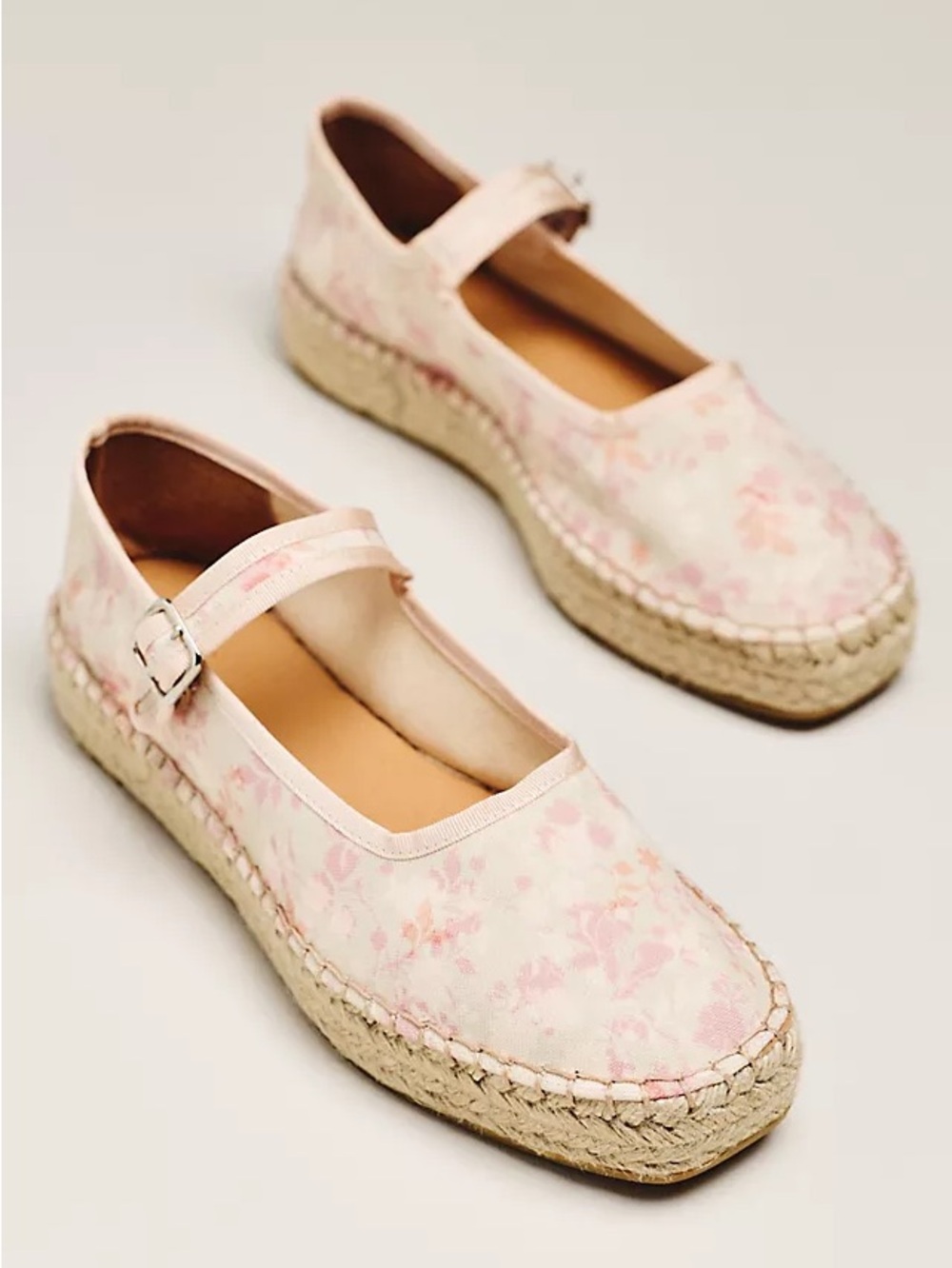 Maeve Pink Floral Mary Jane Espadrilles